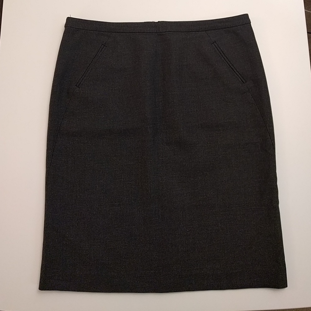 Charcoal Pencil Skirt with Pockets